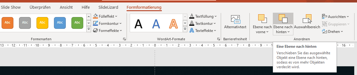 Objekt nach hinten senden