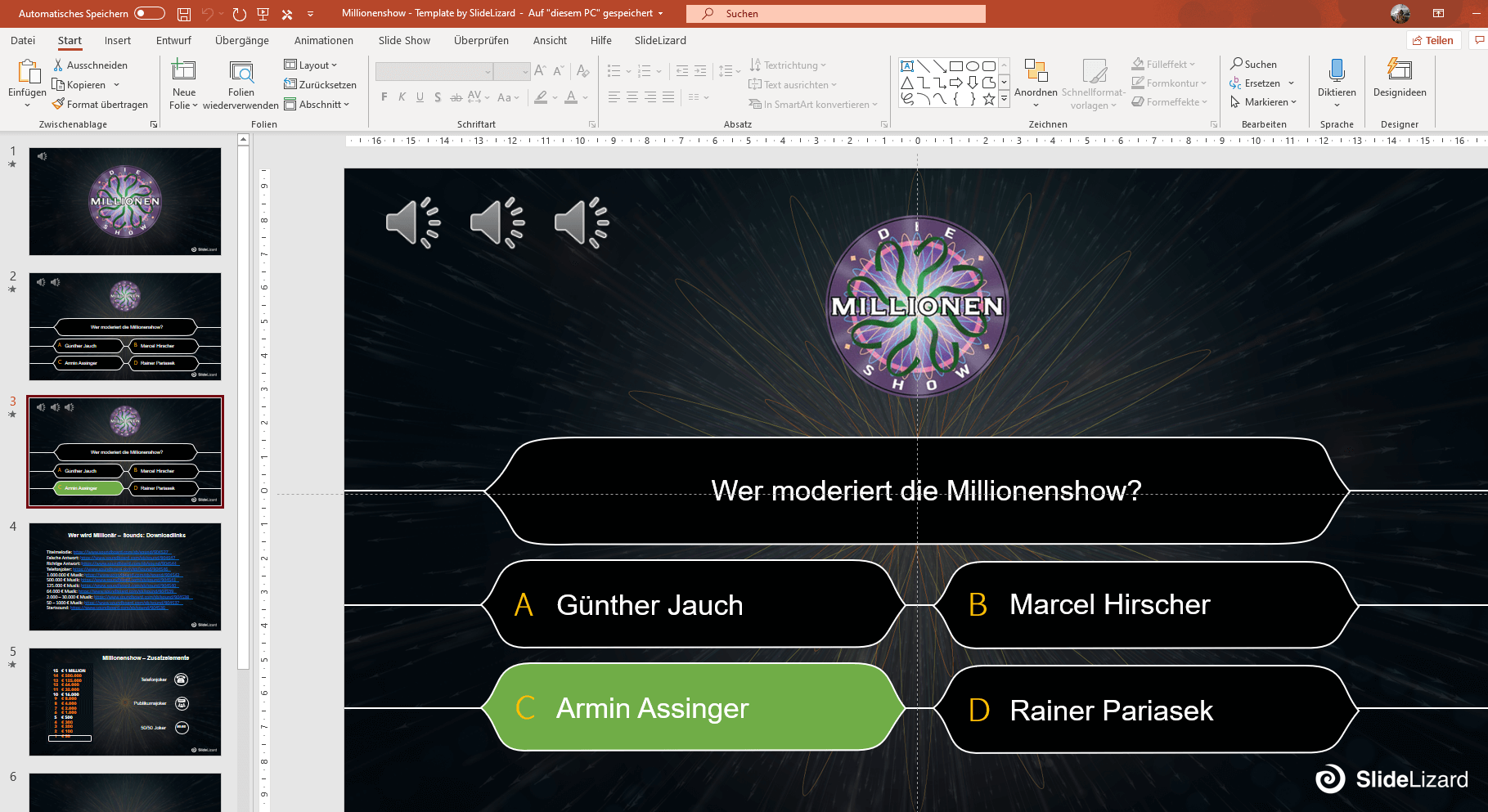 Millionenshow Vorlage in PowerPoint