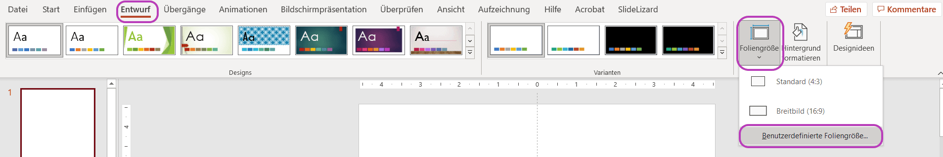 Foliengröße