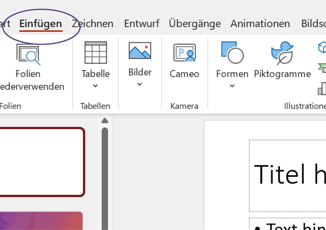 Einfügen von Formen in Powerpoint
