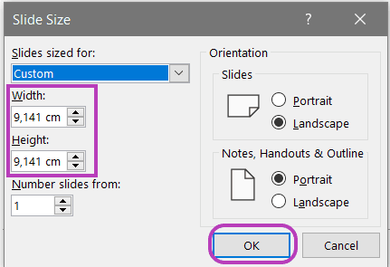 save slide size