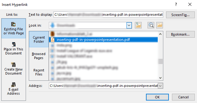 insert link powerpoint