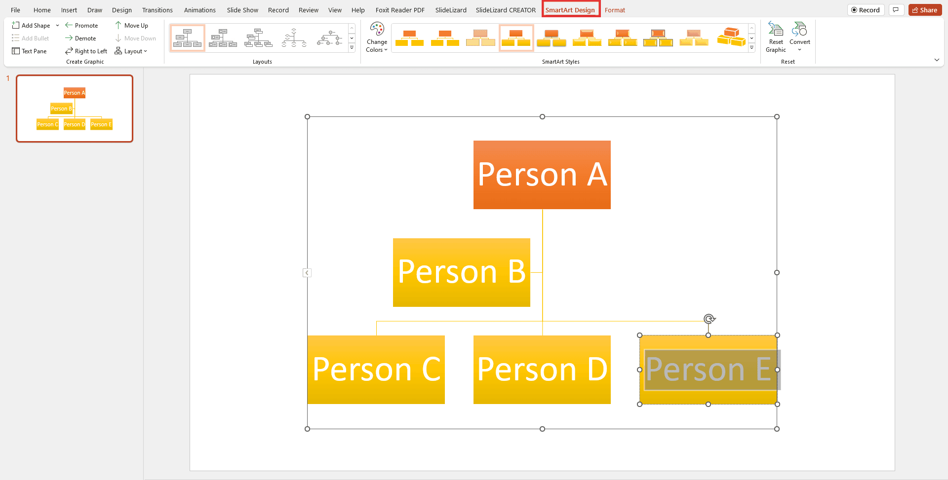 Change the design of a organization chart