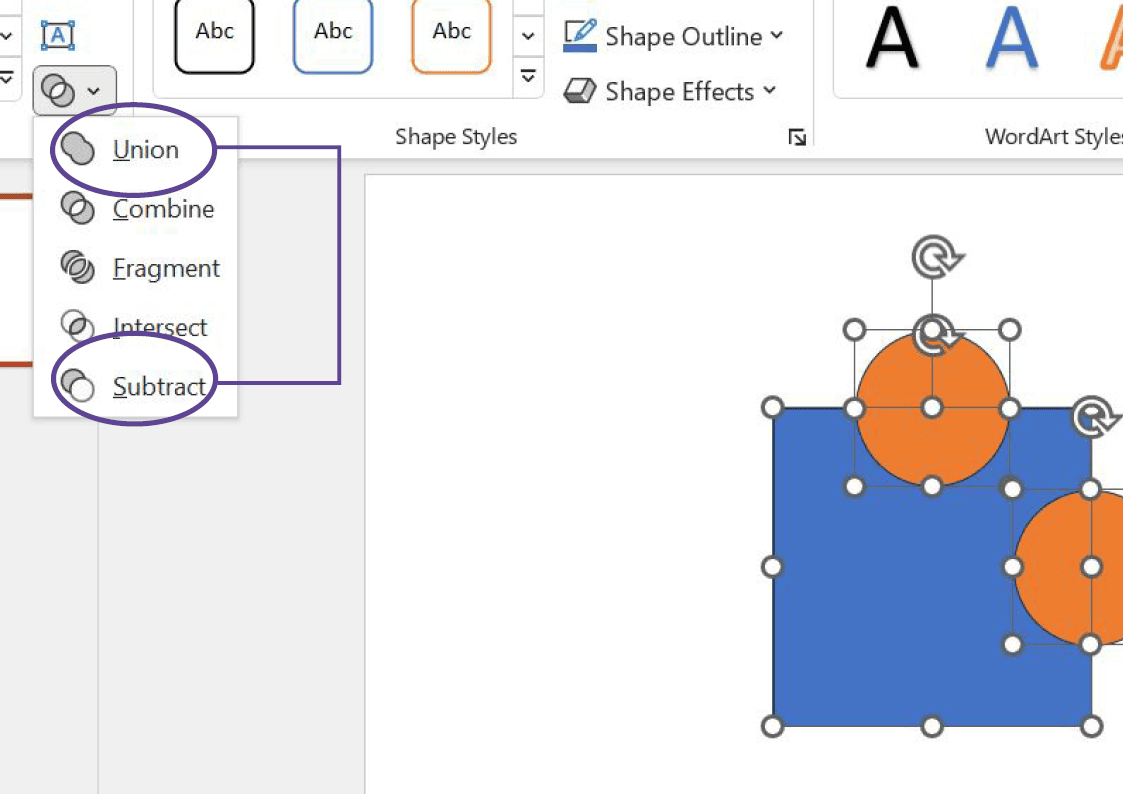 Merge and subtract shapes