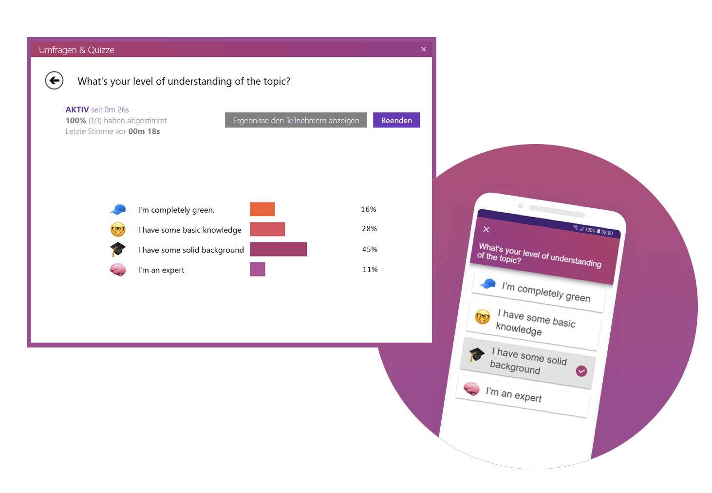 Polling tool from SlideLizard to hold your audience's attention
