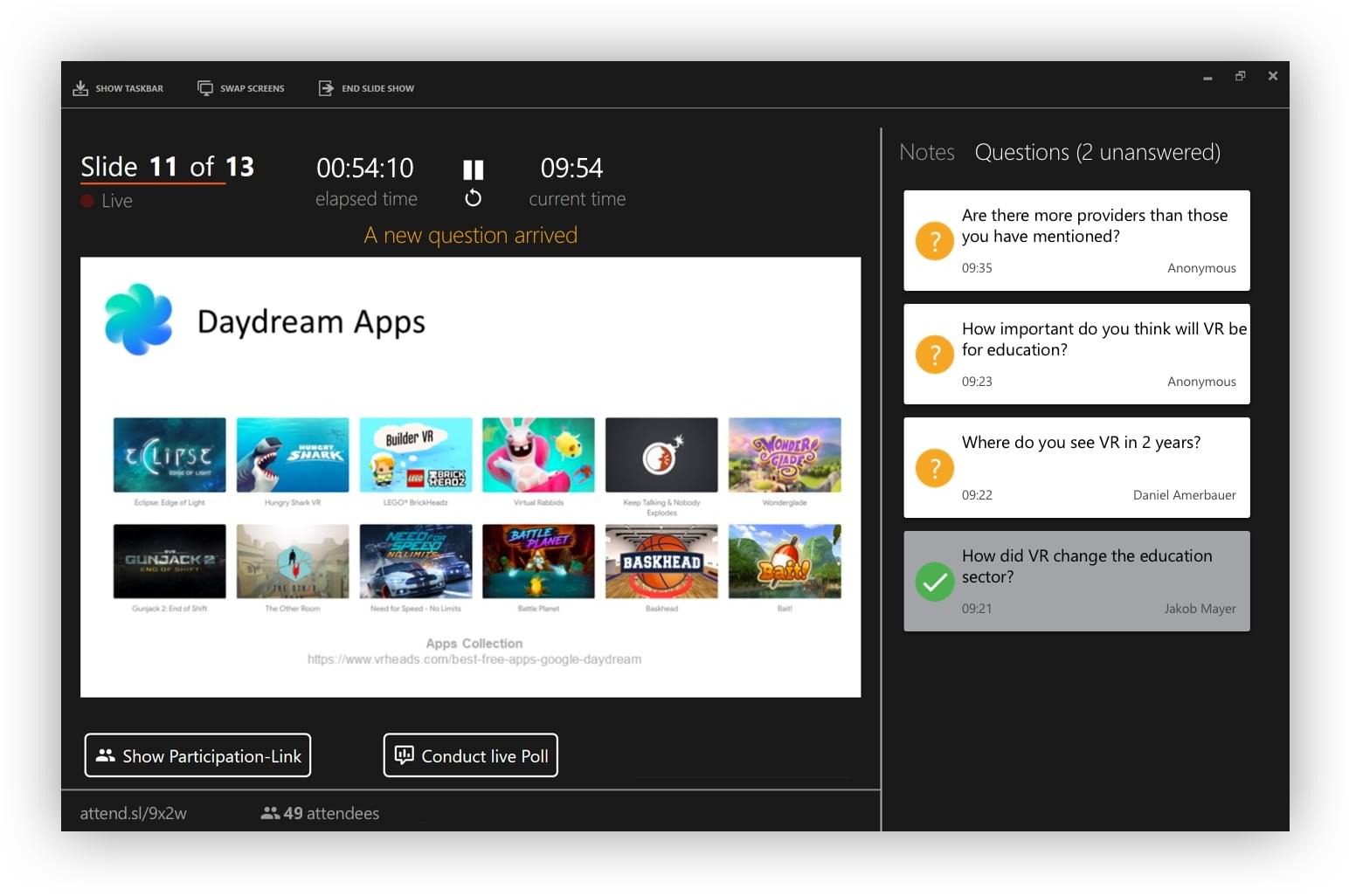 SlideLizard PowerPoint Plugin Presenter Screen